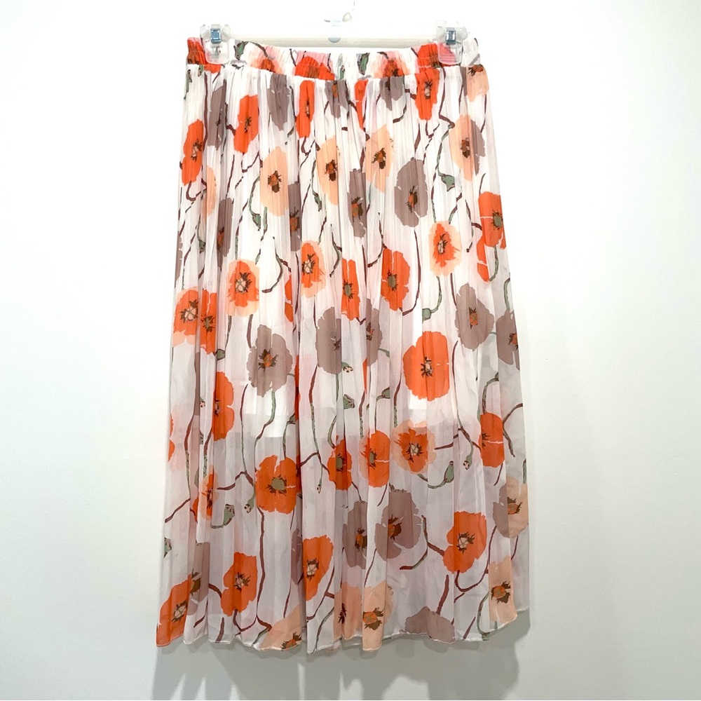 Pleated maxi accordion Skirt size 3XL printed floral design 70’ bohemian vibes,